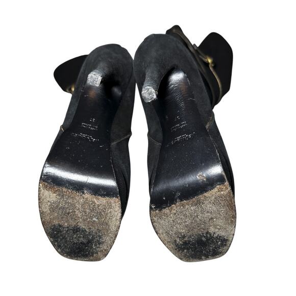 SAINT LAURENT Tribute 105 Black Suede Knee High Tall Platform Heels Boots 37 - Picture 6 of 7